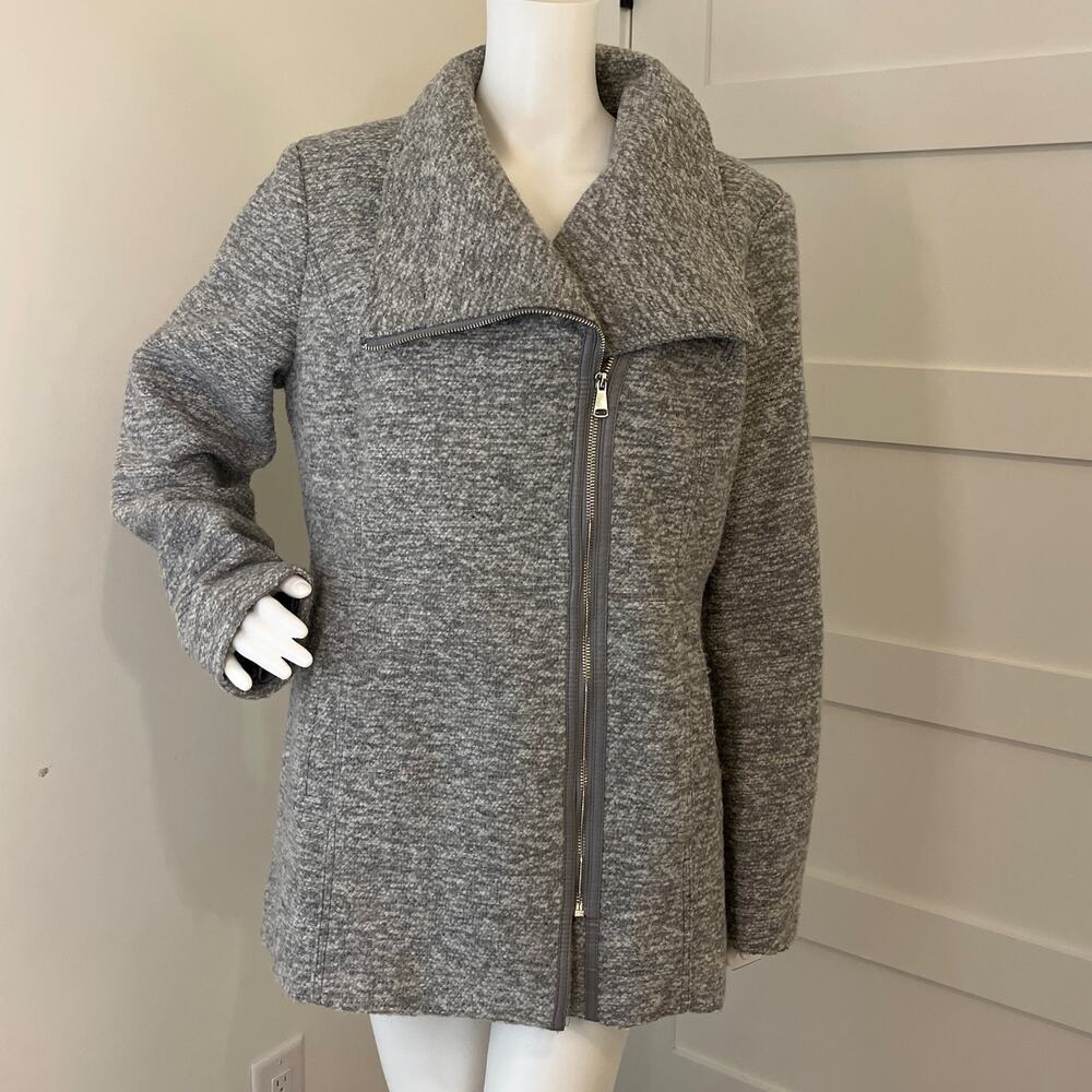 INC International Concepts Gray Asymmetric Zipper Womens Jacket Coat Size Large